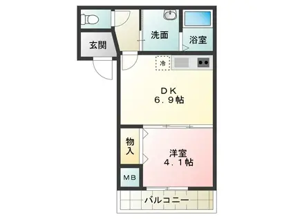 フジパレスイーレ(1DK/1階)の間取り写真