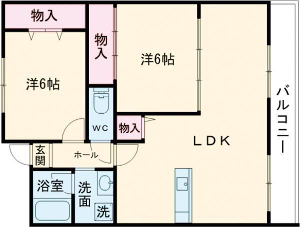 サンクレスト岸和田(2LDK/1階)の間取り写真