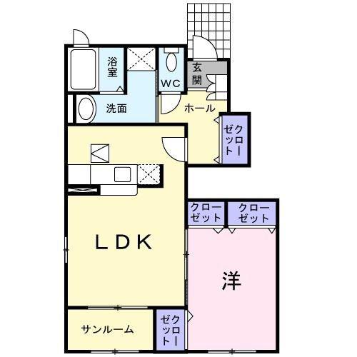 ディアコート川崎(1LDK/1階)の間取り写真