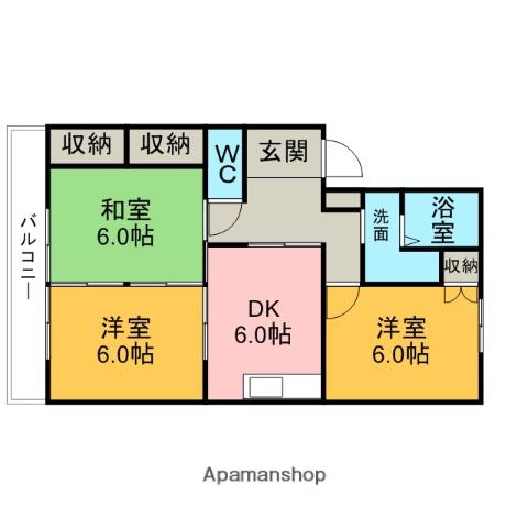 スカイビレッジ六番館(3DK/4階)の間取り写真