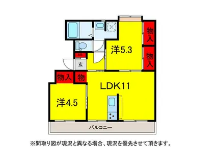 ドリーム佐倉I棟(2LDK/1階)の間取り写真