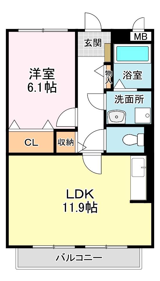 ピュアハウス(1LDK/1階)の間取り写真