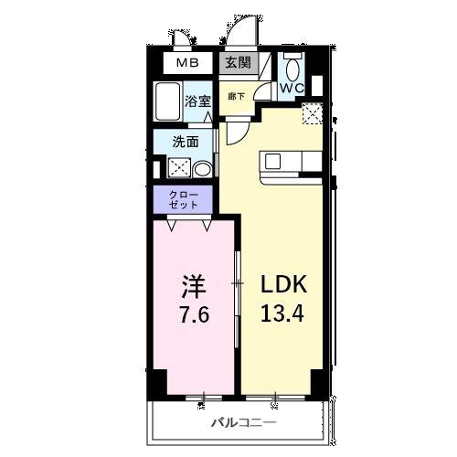 グランド ライン(1LDK/6階)の間取り写真