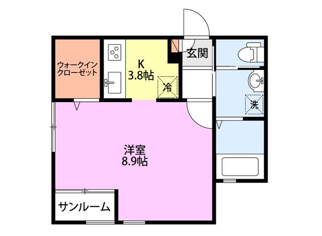 グランコート大学南(ワンルーム/2階)の間取り写真