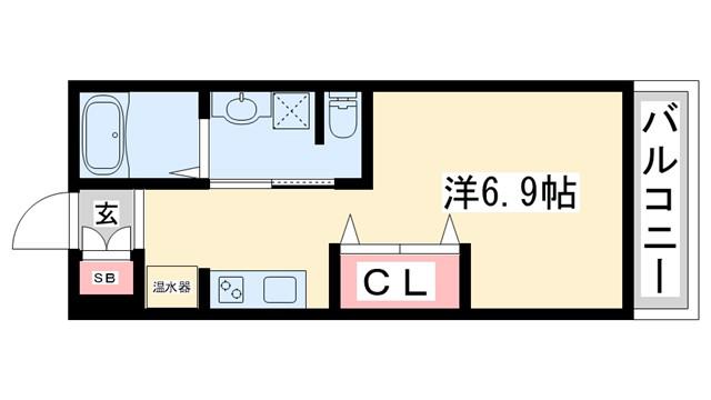 ヴィアノ緑が丘 ウエスト(ワンルーム/2階)の間取り写真