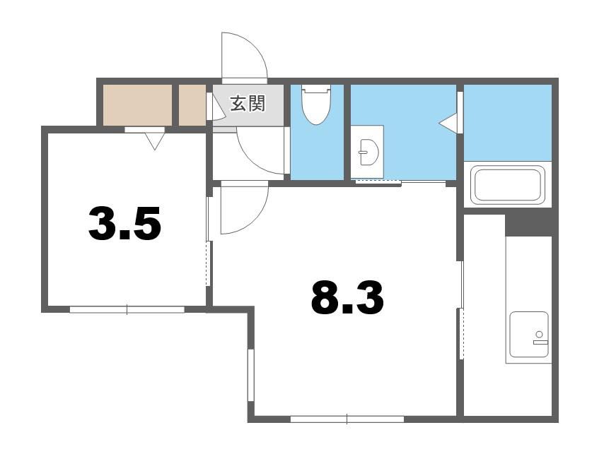 KENT COLLECTION野幌駅前(1LDK/1階)の間取り写真