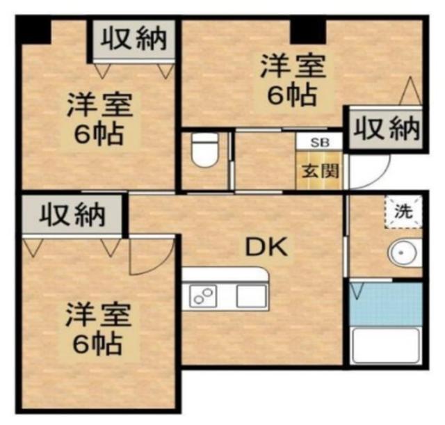 山一宮城ステーツ(3DK/1階)の間取り写真