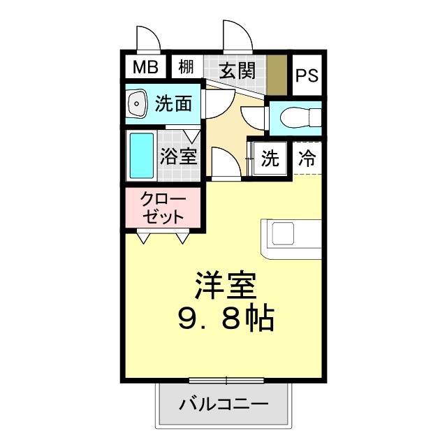 ベル・アンジュ(ワンルーム/2階)の間取り写真
