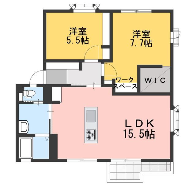 フレグランス黄金 E棟(2LDK/1階)の間取り写真