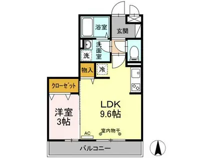 マリンプラザA(1LDK/3階)の間取り写真