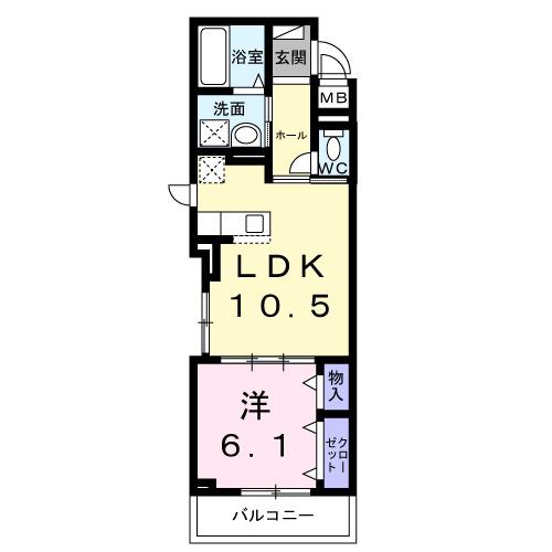 ラ・クラリテ高須(1LDK/1階)の間取り写真
