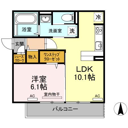 リーリエ中吉野(1LDK/3階)の間取り写真