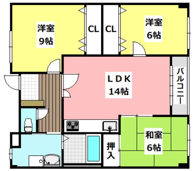 プライムアーク(3LDK/3階)の間取り写真