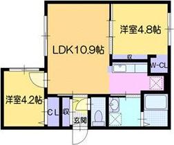 オルセーフラット西町南(2LDK/3階)の間取り写真
