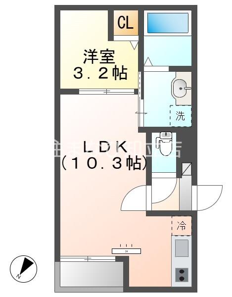 JACK CHIRYUTOEII(1LDK/2階)の間取り写真