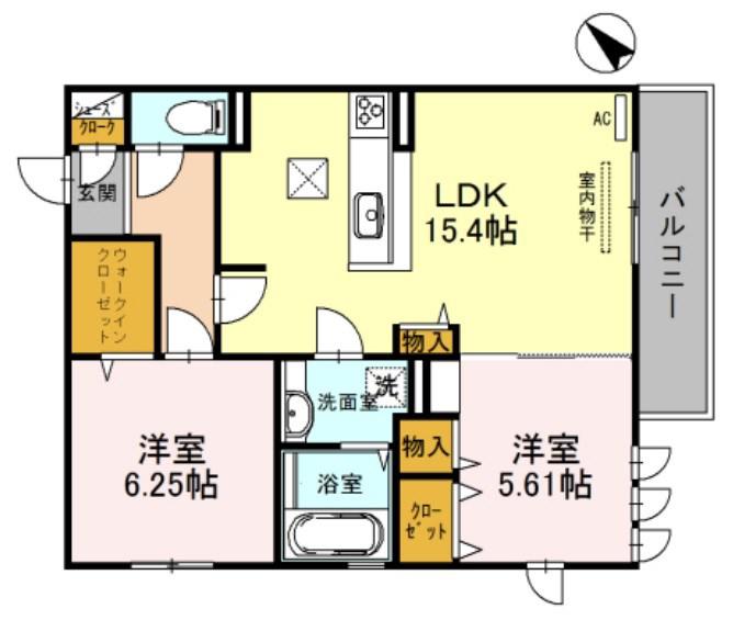 YAMA-NI(2LDK/2階)の間取り写真