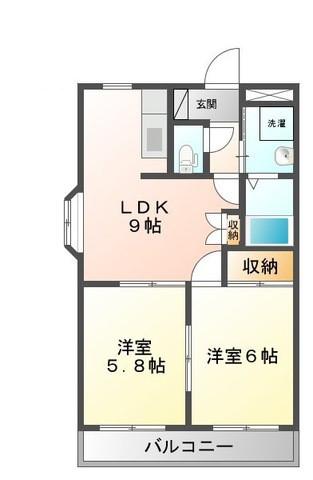 ビアンシャトレーン(2LDK/2階)の間取り写真