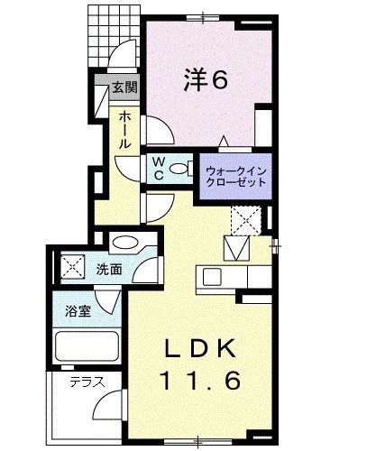 エスポワール(1LDK/1階)の間取り写真