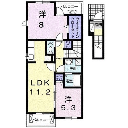 グリシーヌ・ボアA(2LDK/2階)の間取り写真