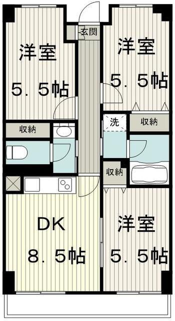 スカイコート(3DK/8階)の間取り写真