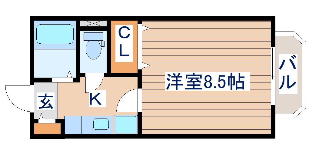 サンハピネス(1K/4階)の間取り写真