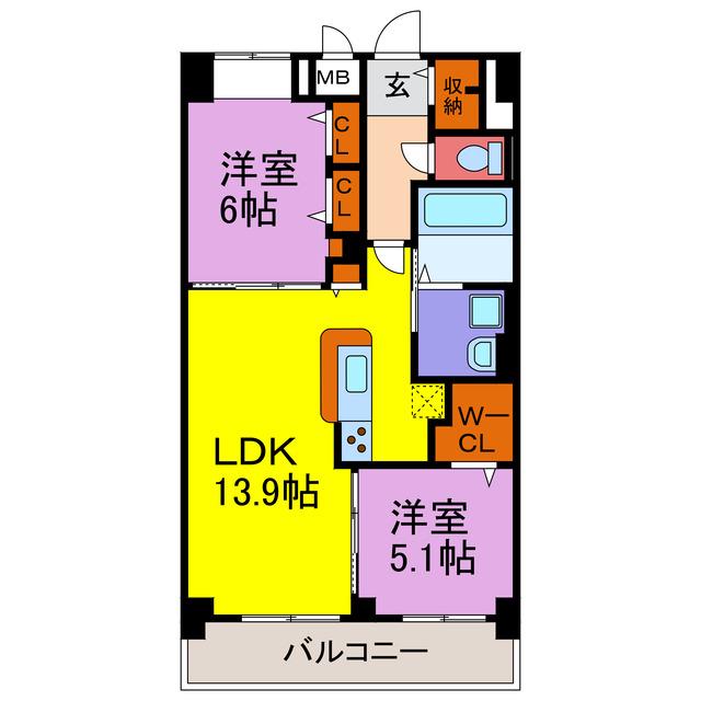 KUNIO(2LDK/4階)の間取り写真