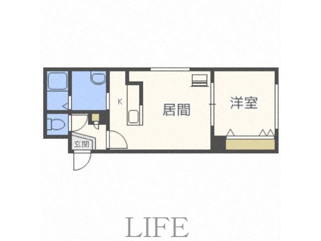 プロートン(1DK/4階)の間取り写真