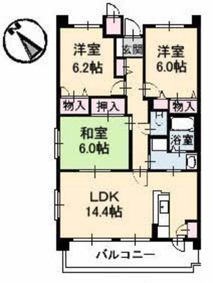 アンソレイユ大町(3LDK/3階)の間取り写真