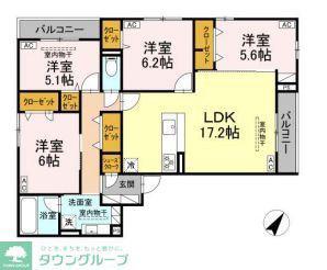 ASSET-COURT中町(4LDK/3階)の間取り写真