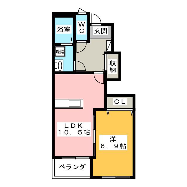 サンシャイン稲里 北棟(1LDK/1階)の間取り写真