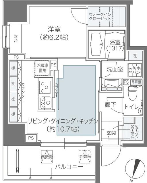 メゾンカルム本郷(1LDK/11階)の間取り写真