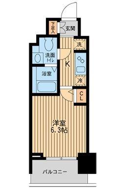 KDXレジデンス板橋本町(1K/4階)の間取り写真