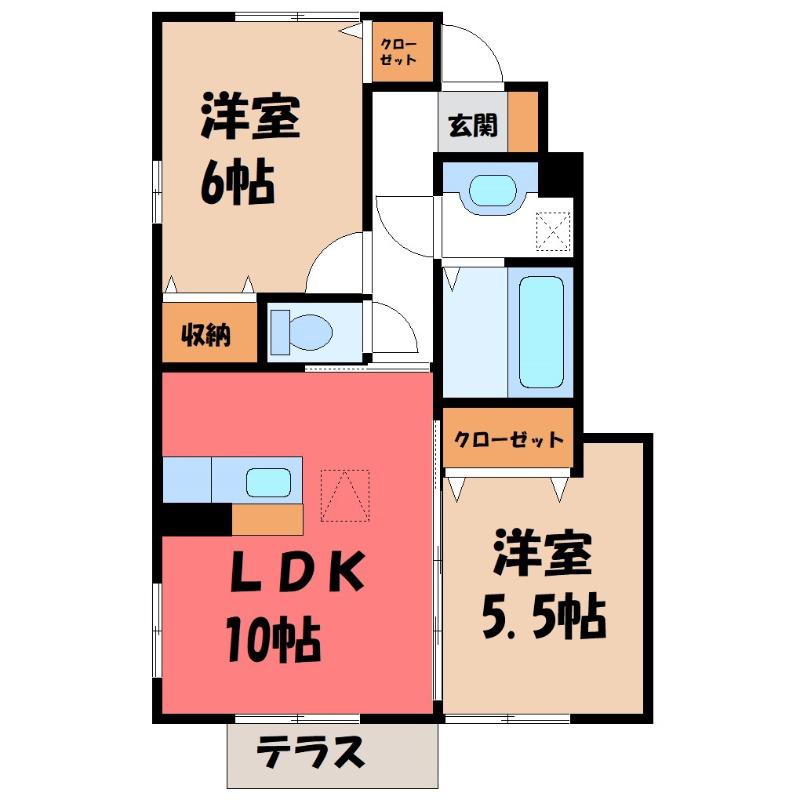ファクトール B(2LDK/1階)の間取り写真