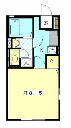 みたけハイムA棟(1K/1階)の間取り写真