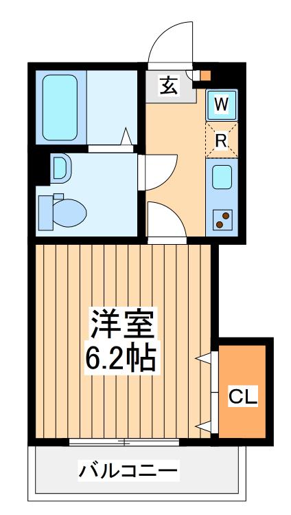 ベレッツァ山手(1K/2階)の間取り写真