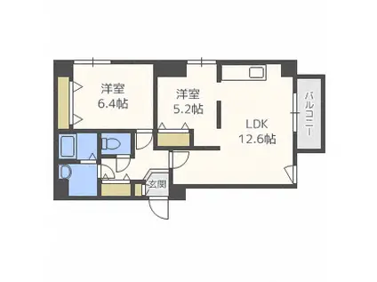 エスパス元町(2LDK/1階)の間取り写真