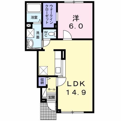 プリモ ピアット(1LDK/1階)の間取り写真