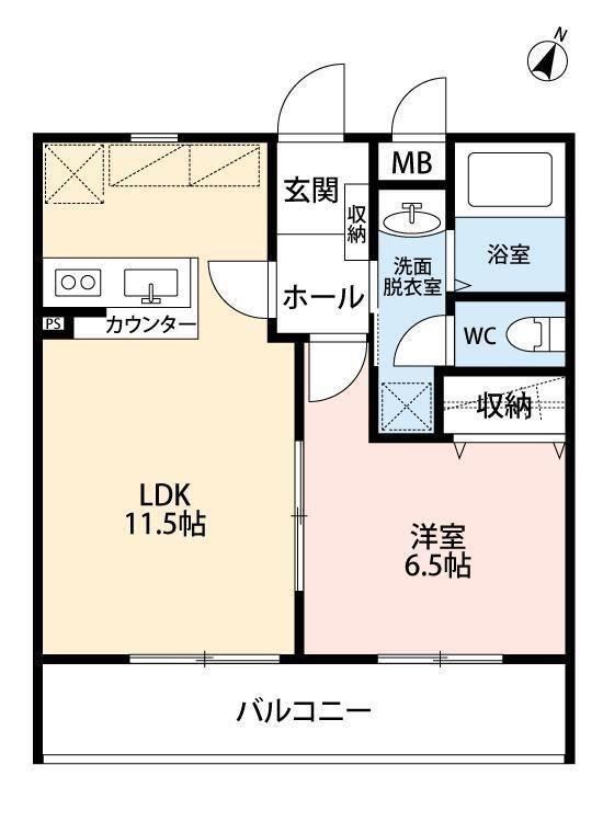 ウエストHILLⅡ(1LDK/1階)の間取り写真