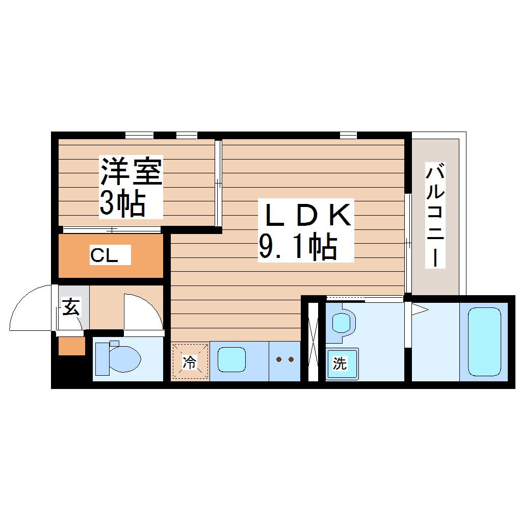 GRANDTIC薬師堂(1LDK/1階)の間取り写真