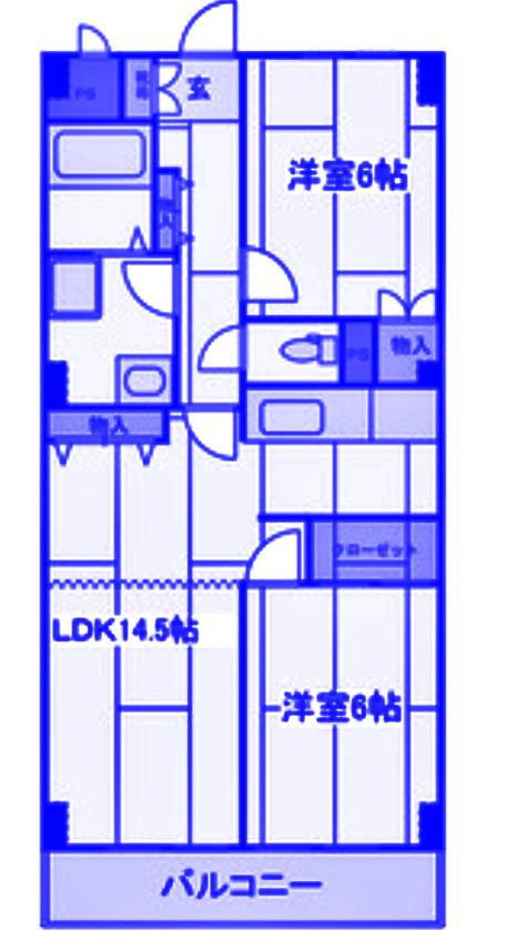 ロードプラザITO(2LDK/4階)の間取り写真