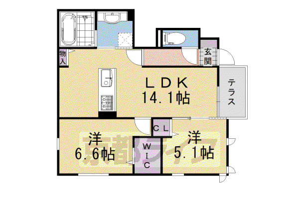 リアン今里(2LDK/1階)の間取り写真