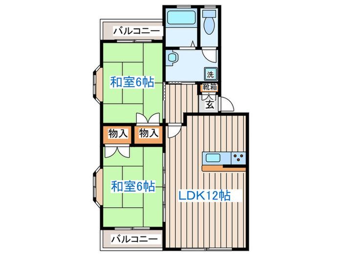 チェストナットコートII(2LDK/1階)の間取り写真