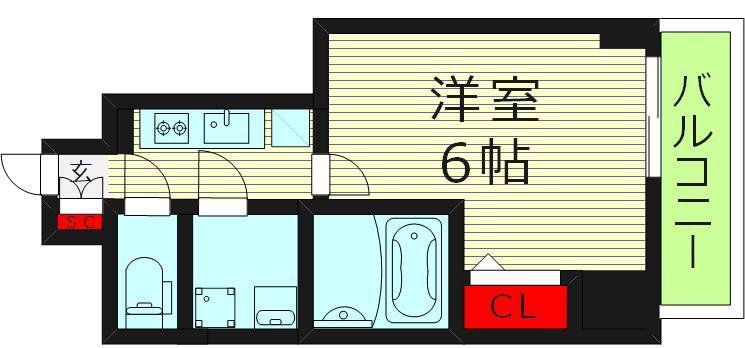 エスリード大阪城テラス(1K/4階)の間取り写真
