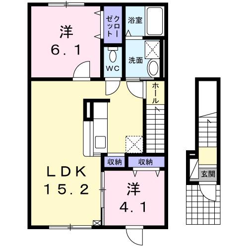 ビクトリー深川A(2LDK/2階)の間取り写真