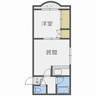クリスタルハイツ元町(1LDK/2階)の間取り写真