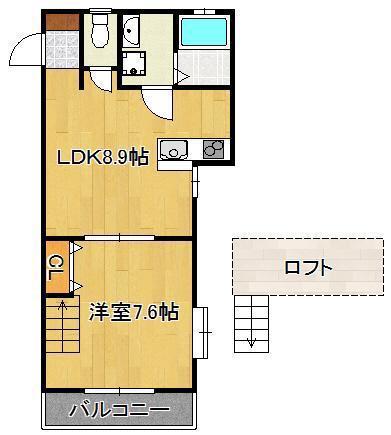 メゾンアレックスワン城野(1LDK/1階)の間取り写真