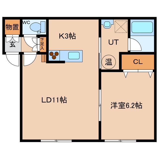 SEED VI(1LDK/2階)の間取り写真