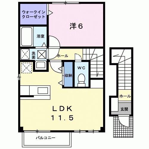 ボナ-ル・ラシーヌ(1LDK/2階)の間取り写真