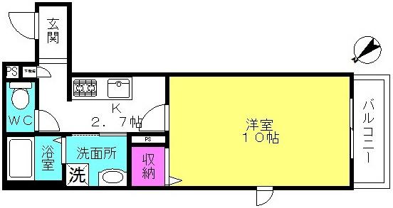 シャーメゾン東加古川(1K/2階)の間取り写真