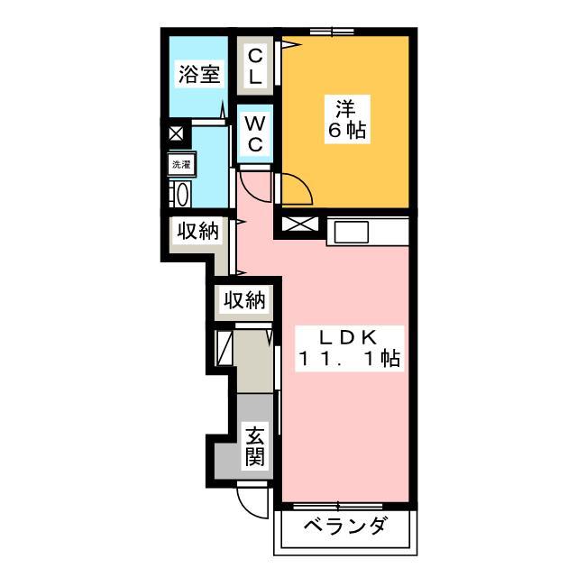 パルタージB(1LDK/1階)の間取り写真